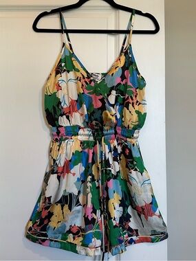 Made with Love Colorful Floral Multicolor Spaghetti Strap Romper Size M